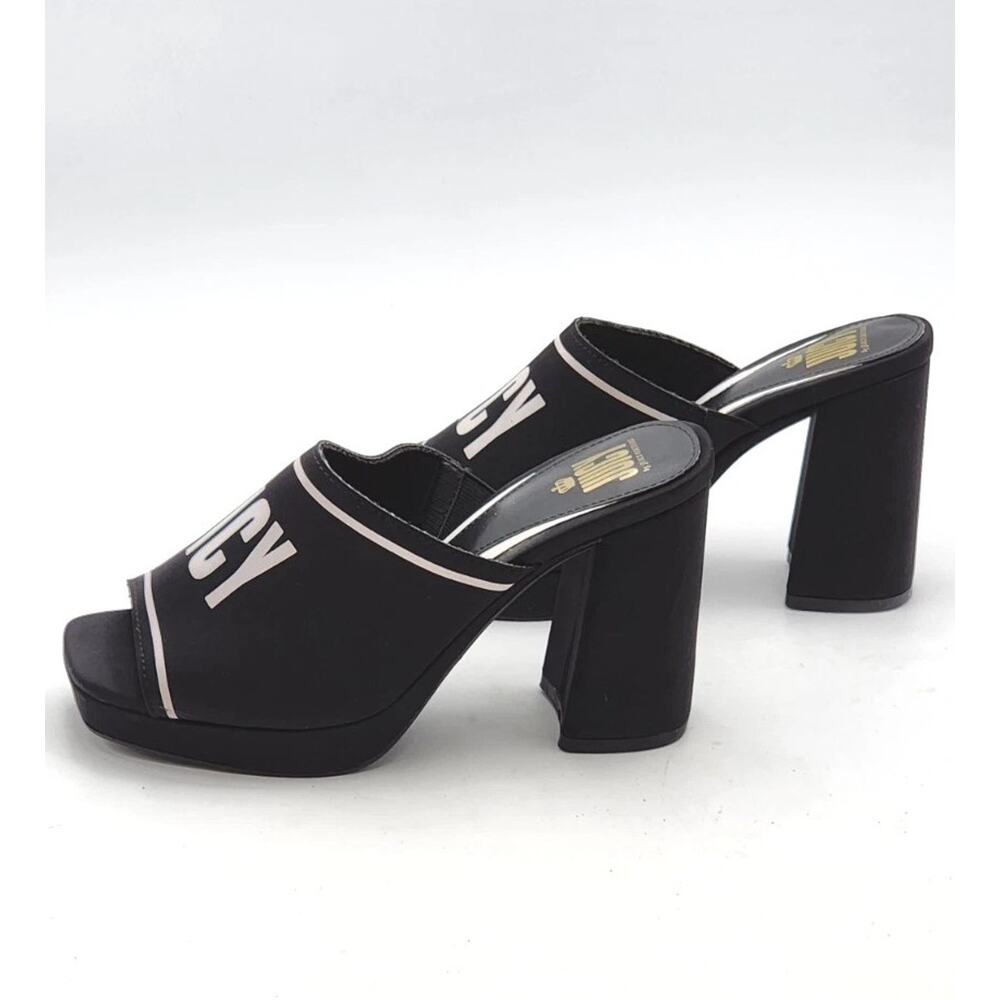 Juicy Couture Juicy Girly Womens Size 8.5 M Heeled Sandals Black White Logo - Picture 9 of 16